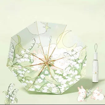 Sombrilla con filtro UV y diseño Kawaii (Blanco - White)