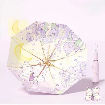 Sombrilla con filtro UV y diseño Kawaii (Morado)