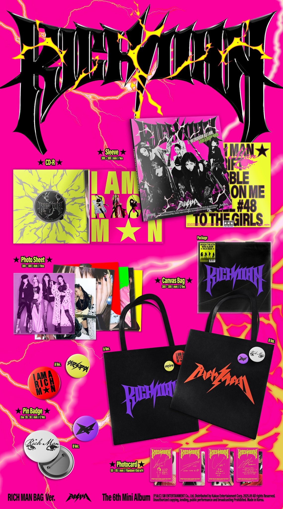 aespa - 6th mini album [Rich Man] (RICH MAN BAG Ver.) (Random ver.)