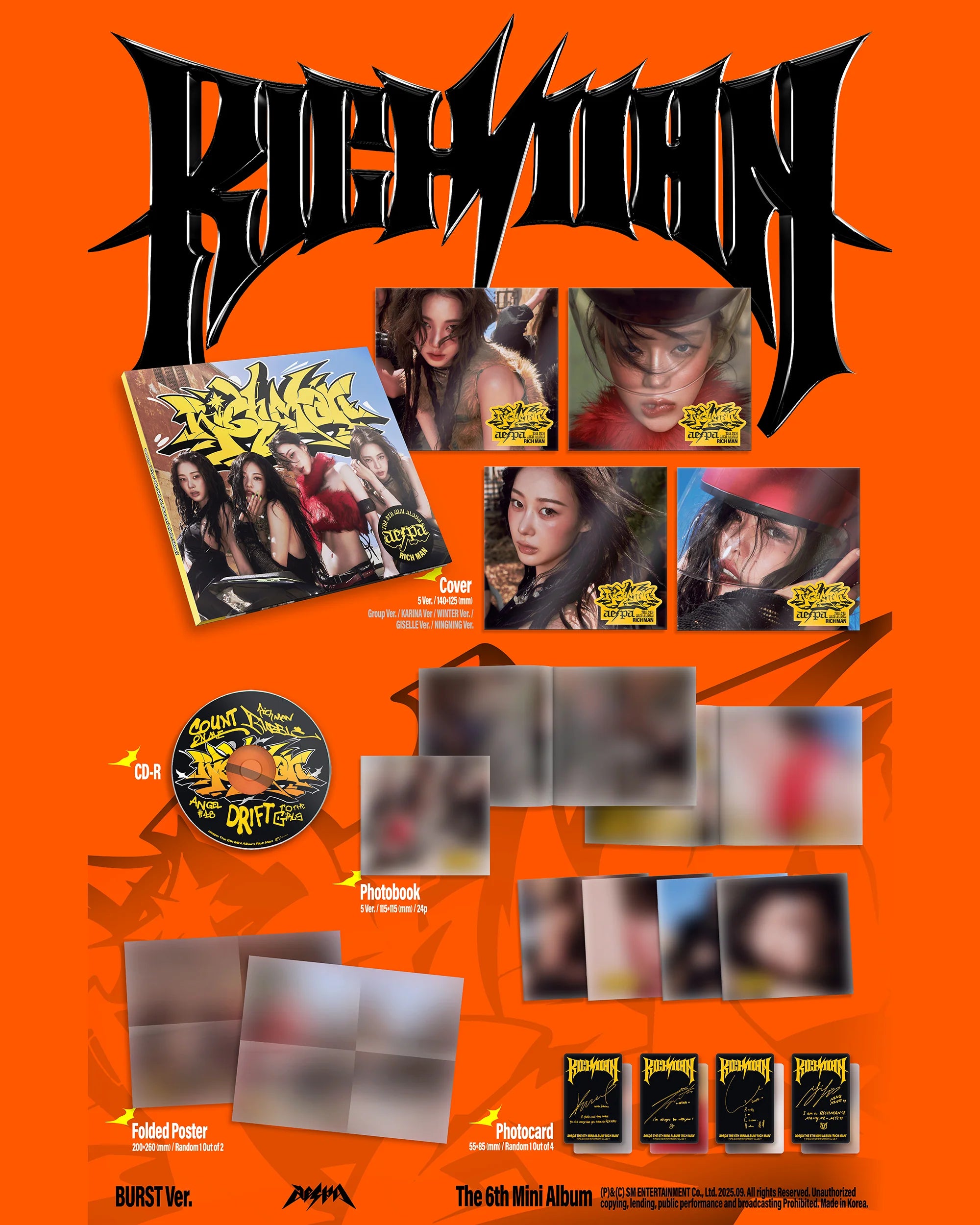 Aespa - 6th mini album [Rich Man] (BURST Ver.) (Random ver.)