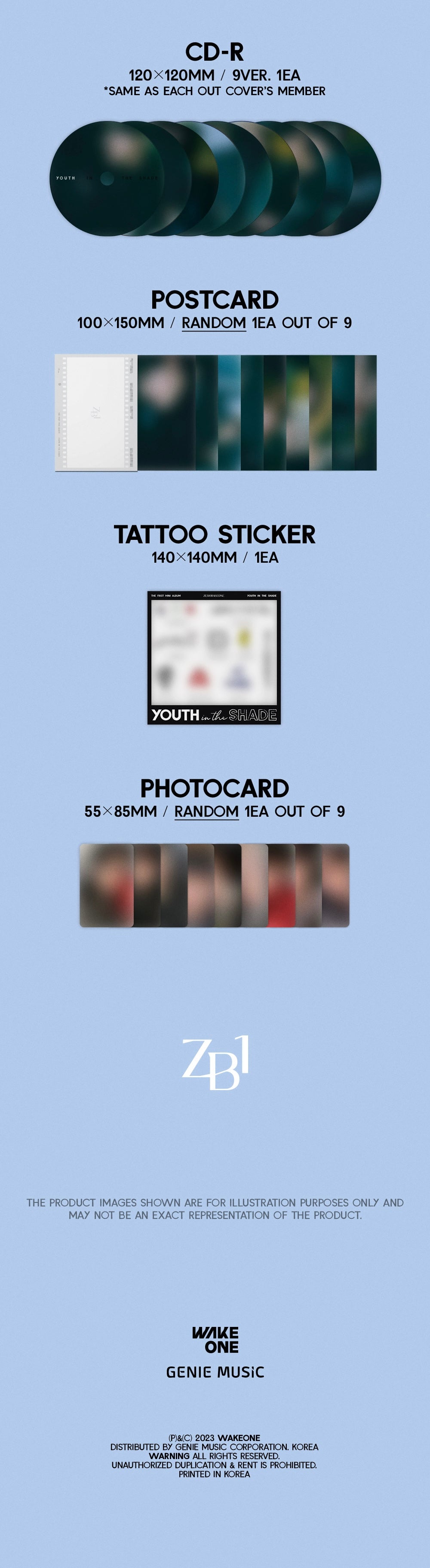 ZEROBASEONE - 1st Mini Album Digipack - YOUTH IN THE SHADE (Random Ver.) CD