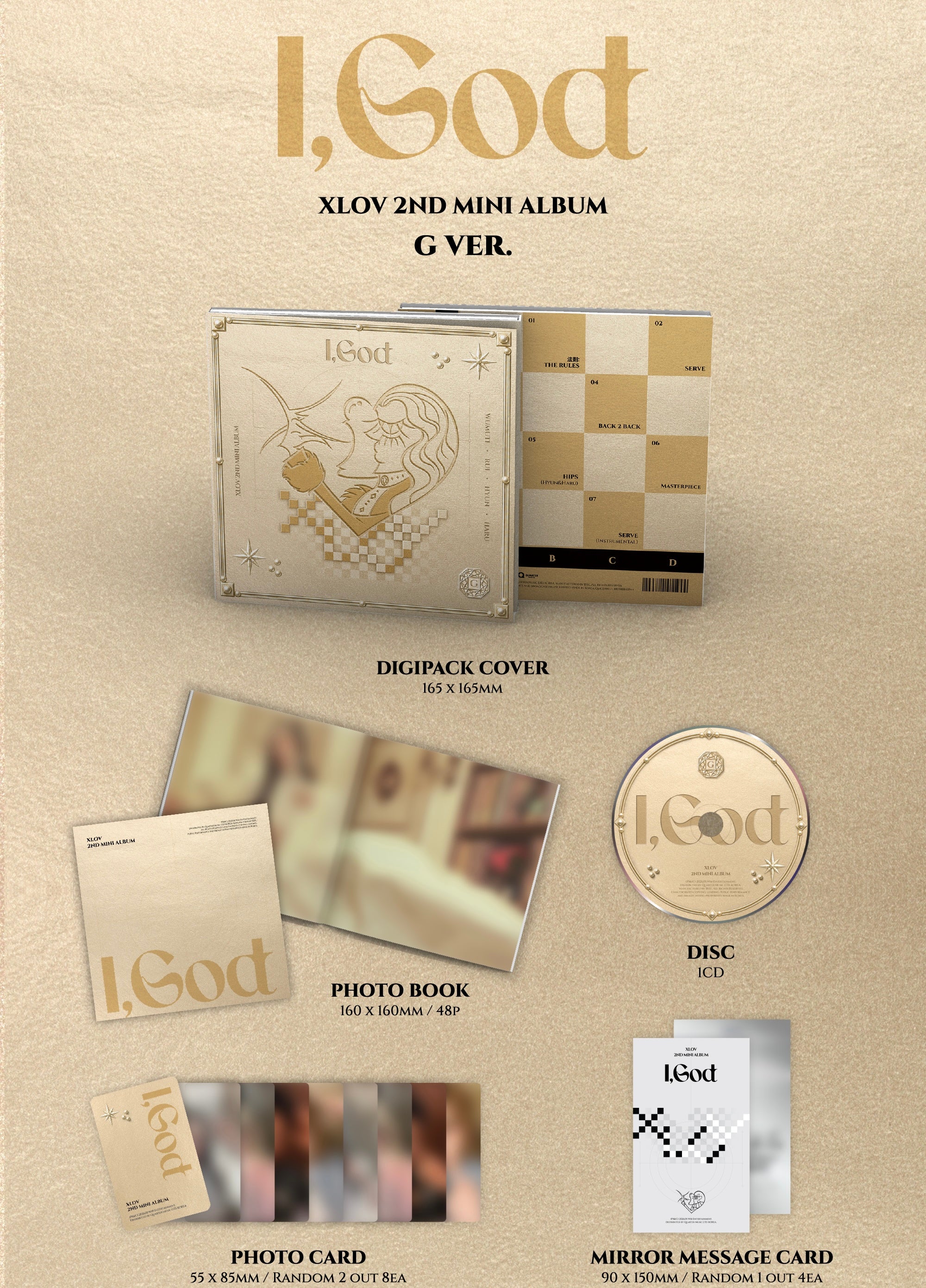 XLOV - I,God [2nd Mini Album - 4 Set Package] (Random Ver.)