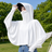 Chal refrescante con protección UV con gorro de color blanco (R02)