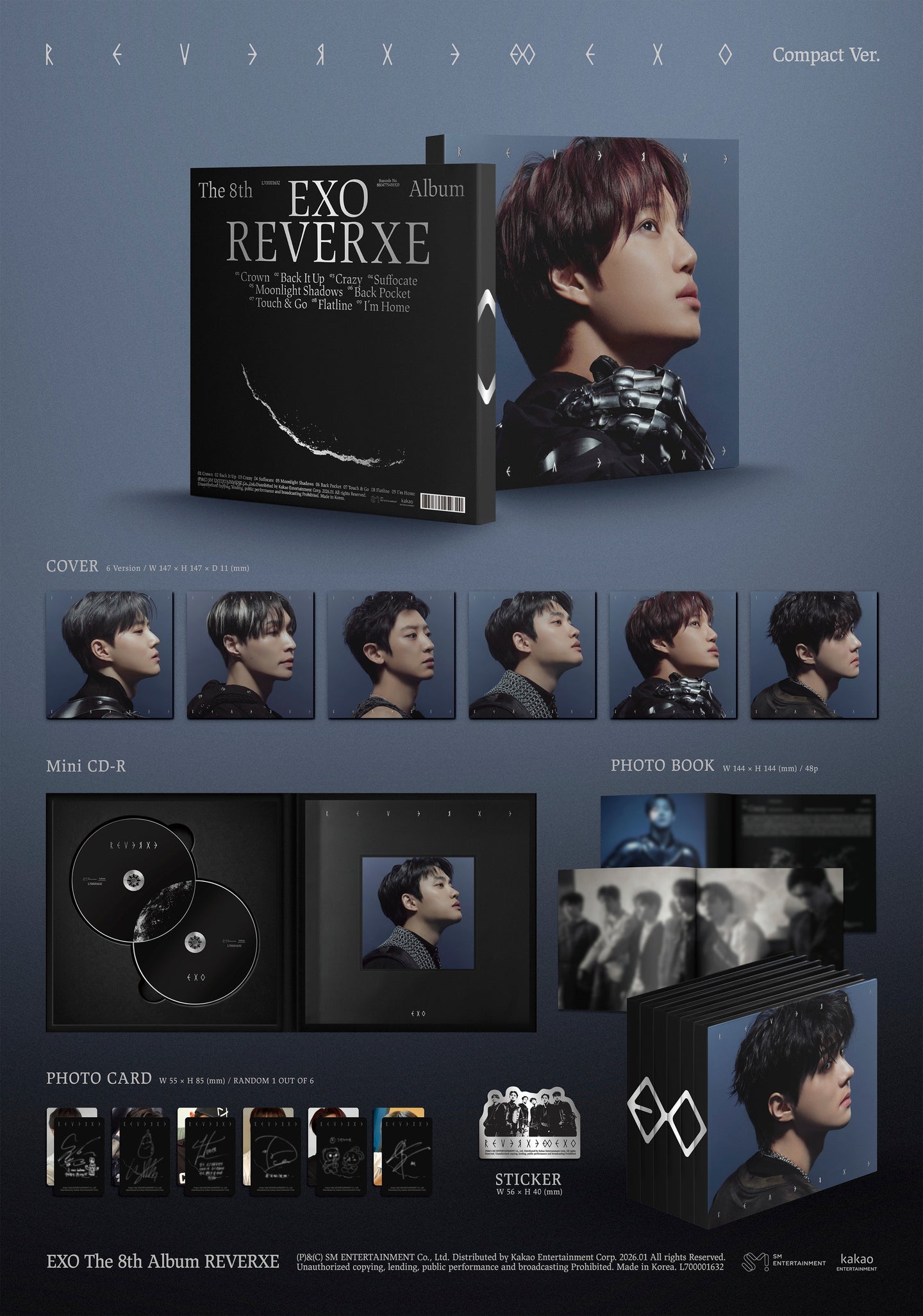 EXO - 8th Full Album [REVERXE] (Compact Ver.) (Random ver.)