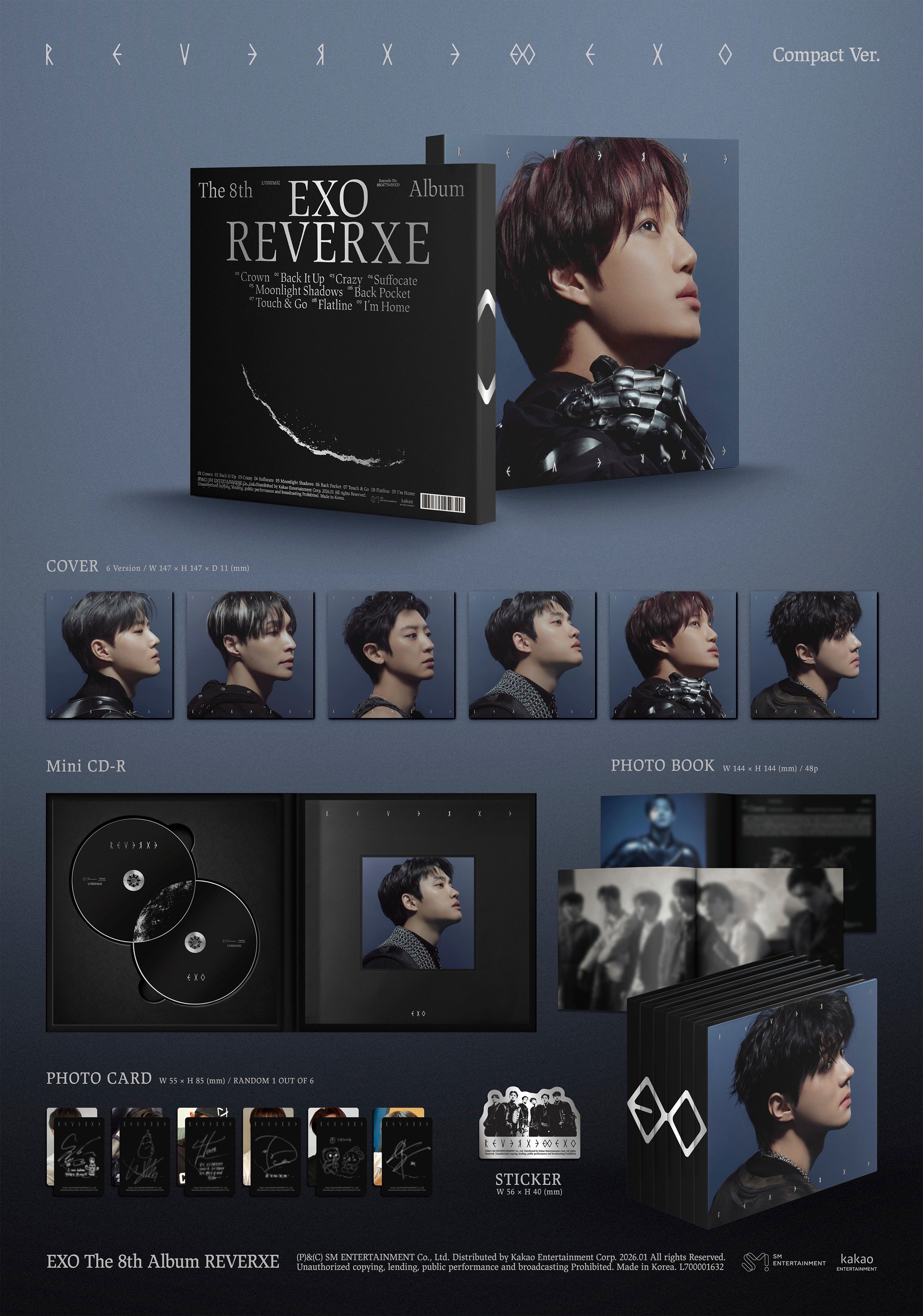 EXO - 8th Full Album [REVERXE] (Compact Ver.) (Random ver.)