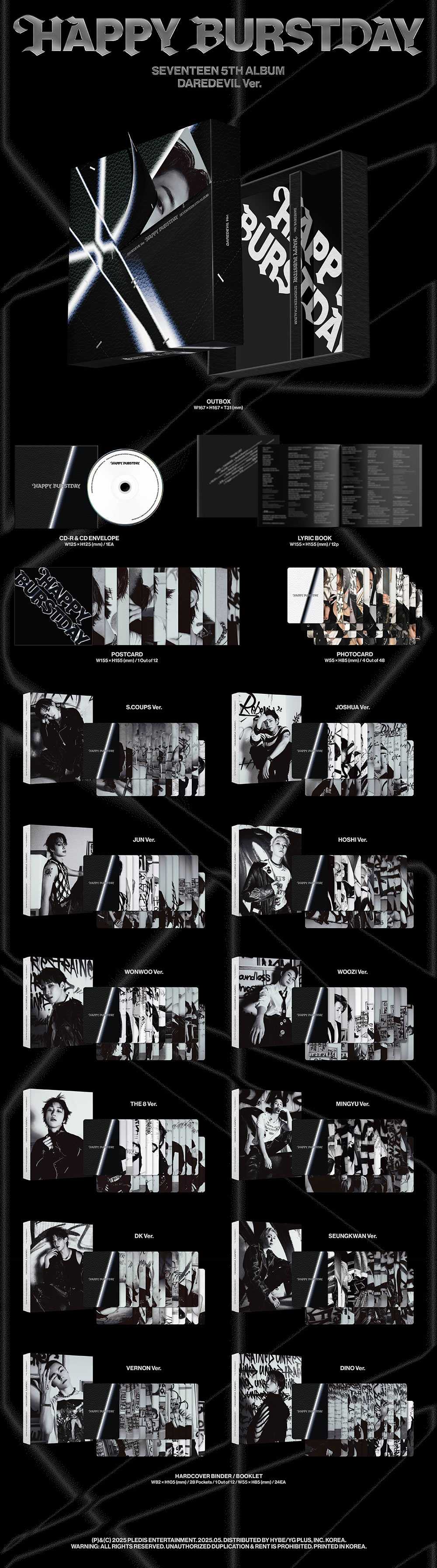 SEVENTEEN - 5th Album ‘HAPPY BURSTDAY’ (DAREDEVIL Ver.) (Random ver.)