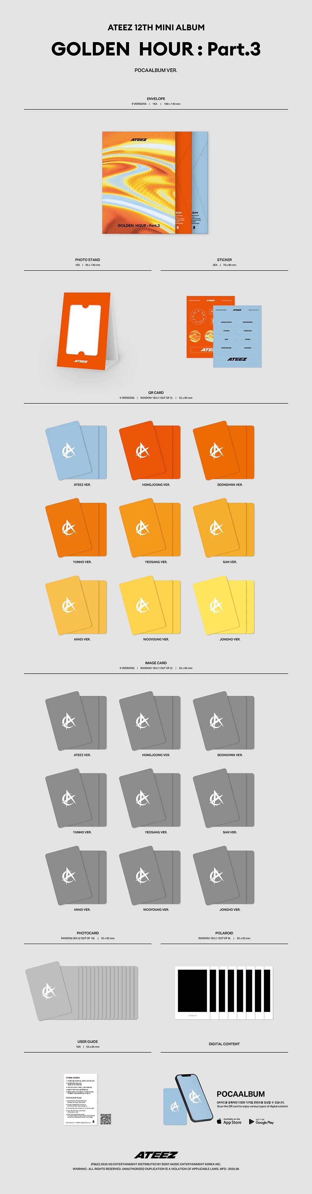 ATEEZ - [GOLDEN HOUR : Part.3] (POCAALBUM ver.) (Random ver.)