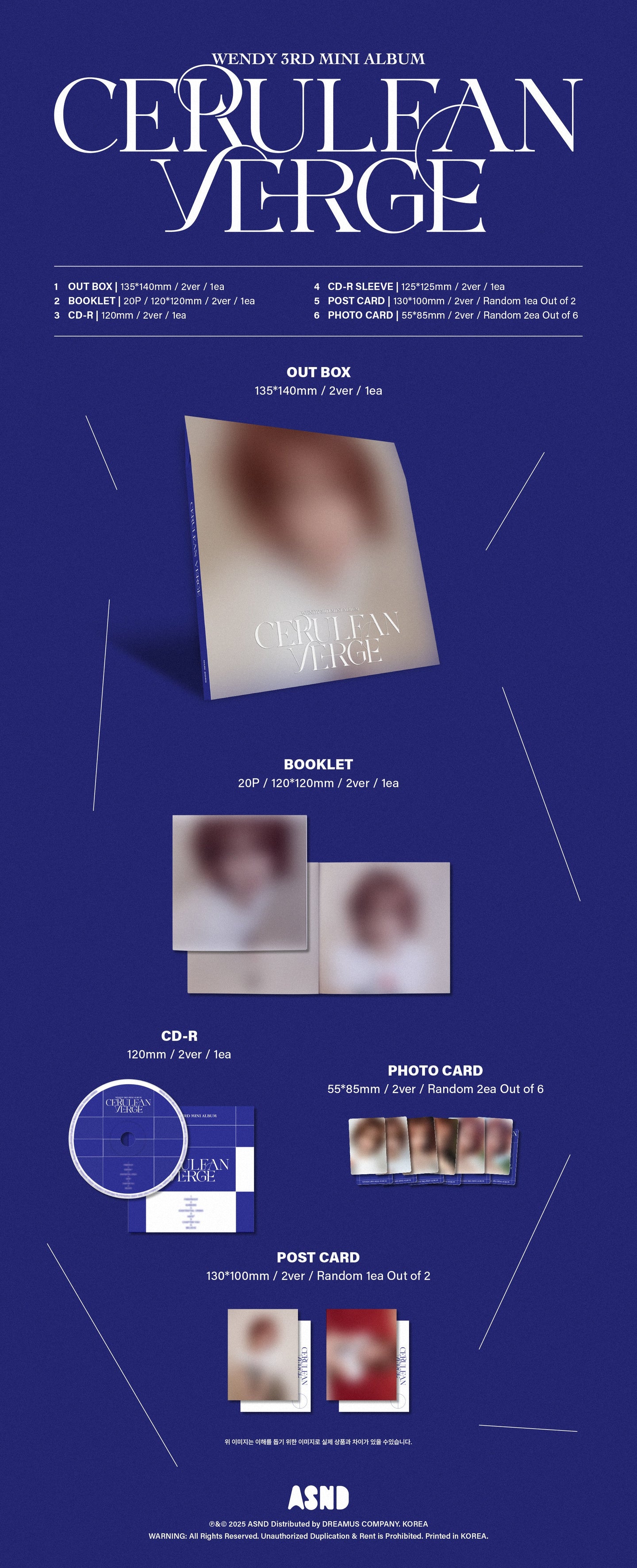 WENDY - 3rd mini album [Cerulean Verge] (Digipack Ver.) (Random ver.)