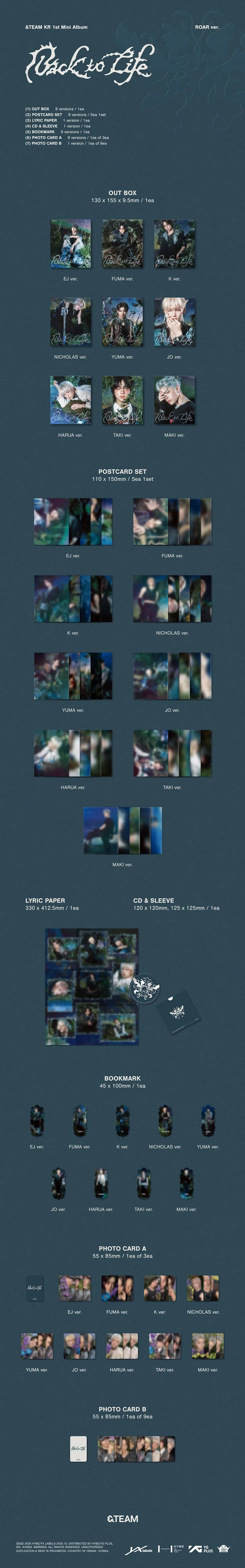 &TEAM - 1st Mini Album 'Back to Life' - ROAR ver. (Random ver.)