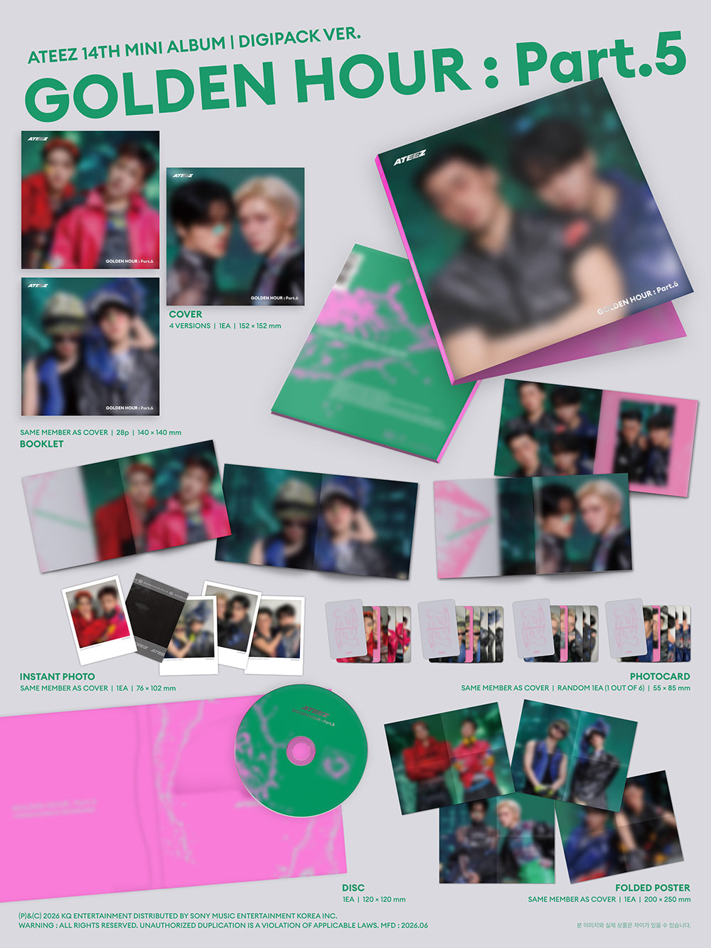 ATEEZ - GOLDEN HOUR : Part.5 [14th Mini Album - Digipack Unit Ver.] (Random ver.)