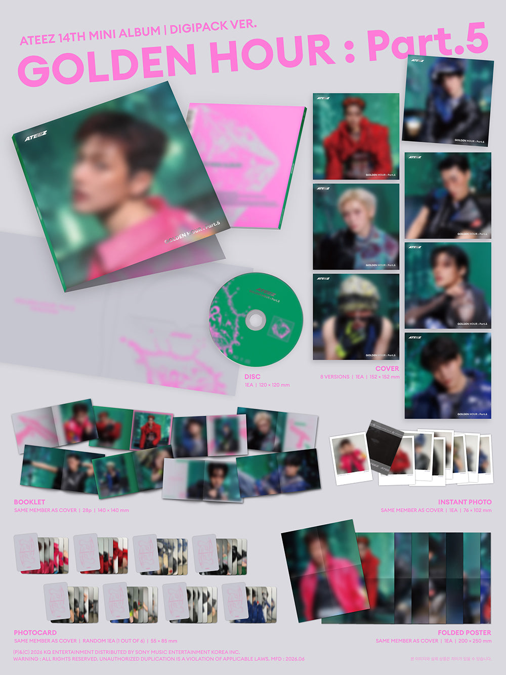 ATEEZ - GOLDEN HOUR : Part.5 [14th Mini Album - Digipack Ver.] (Random ver.)