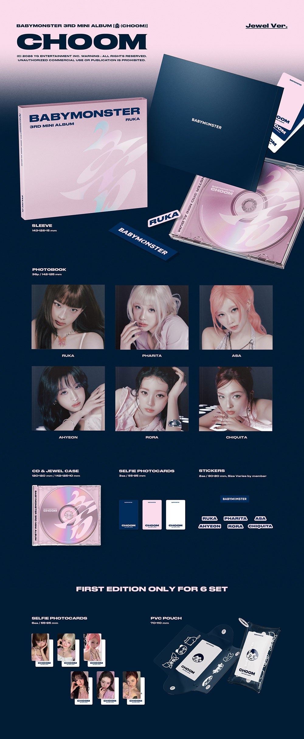 BABYMONSTER - CHOOM [3rd Mini Album - Jewel Ver.] (Random Ver.)