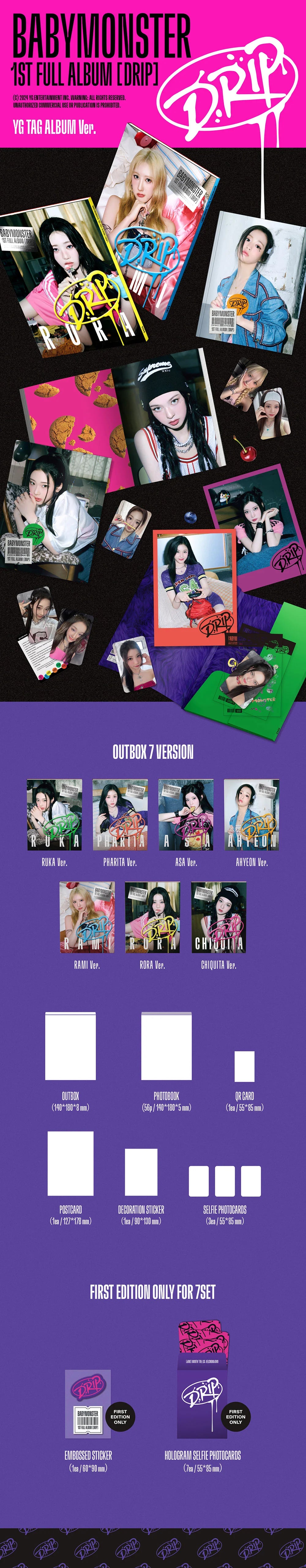 BABYMONSTER - [DRIP] 1st FULL Album YG TAG ALBUM  (Random ver.)