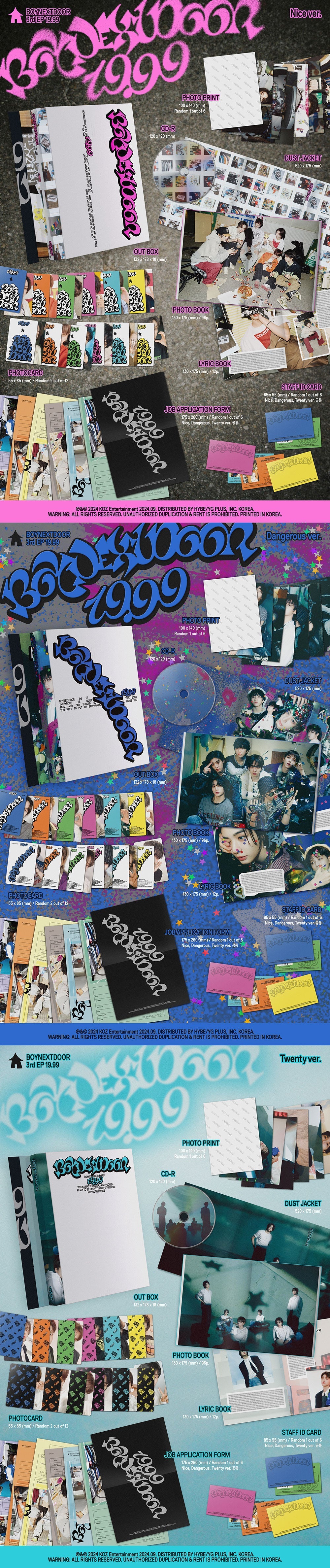 BOYNEXTDOOR - 19.99 [3rd EP Album](Ramdom Ver.)