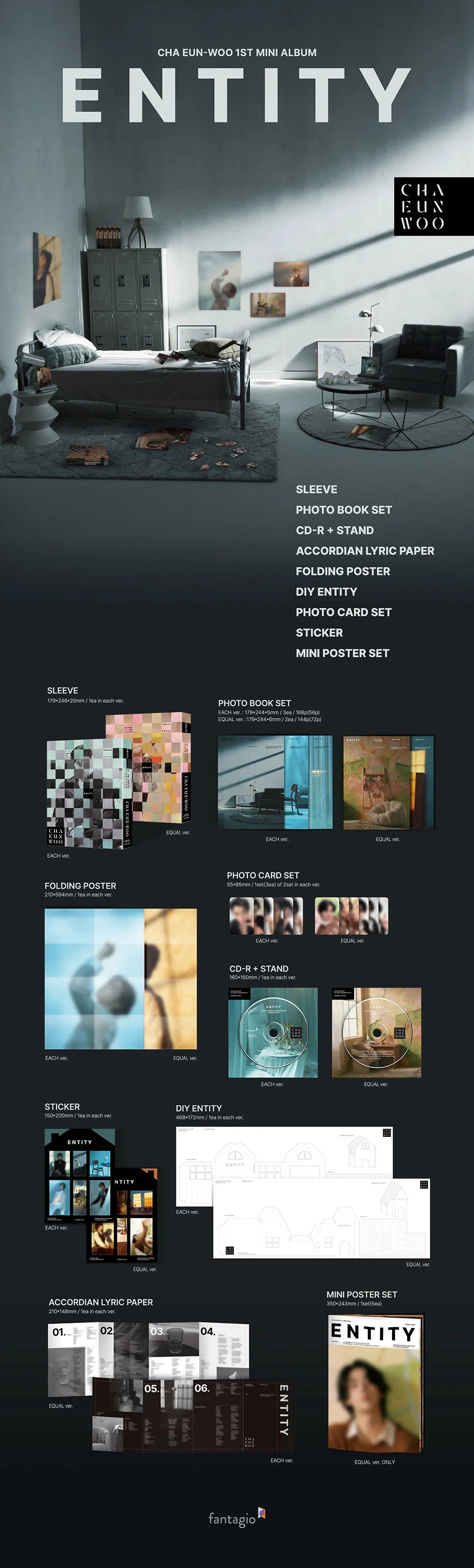 CHA EUN-WOO - 1ST MINI ALBUM [ENTITY] (Random ver.)