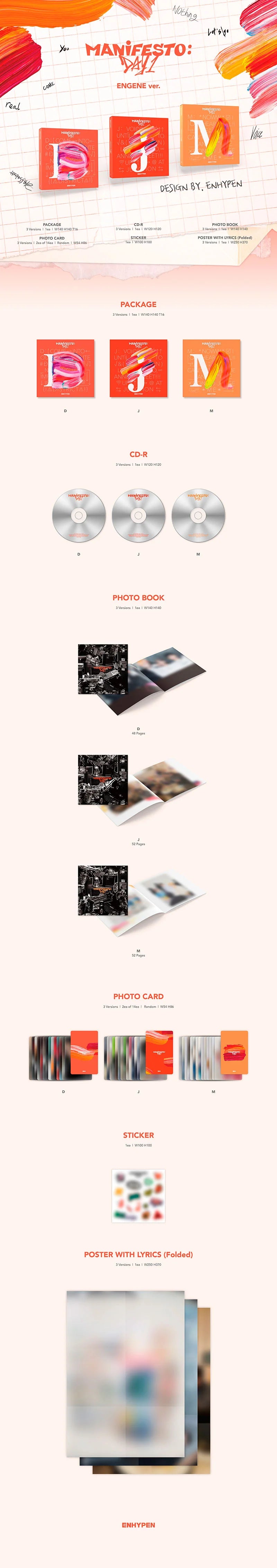 ENHYPEN - MANIFESTO : DAY 1 [3rd Mini Album - ENGENE Ver.](Random Ver.)