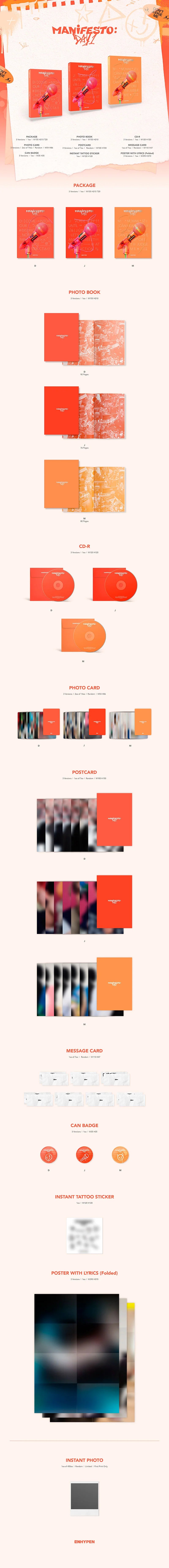 ENHYPEN - MANIFESTO : DAY 1 [3rd Mini Album] (Random ver.)