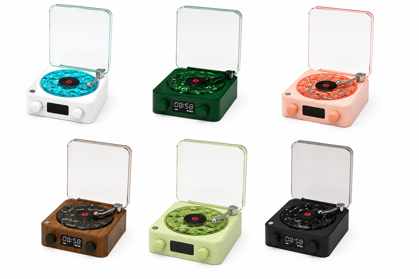 Parlante bluetooth con forma de tocadiscos + ruido