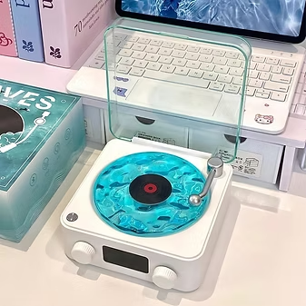Parlante bluetooth con forma de tocadiscos + ruido