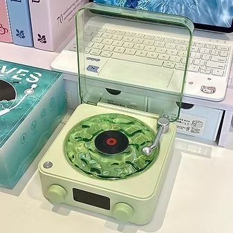 Parlante bluetooth con forma de tocadiscos + ruido