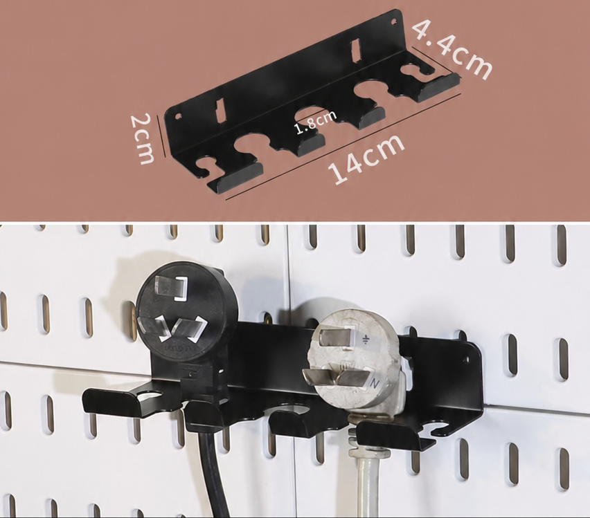 Soporte metálico de cables para pegboard