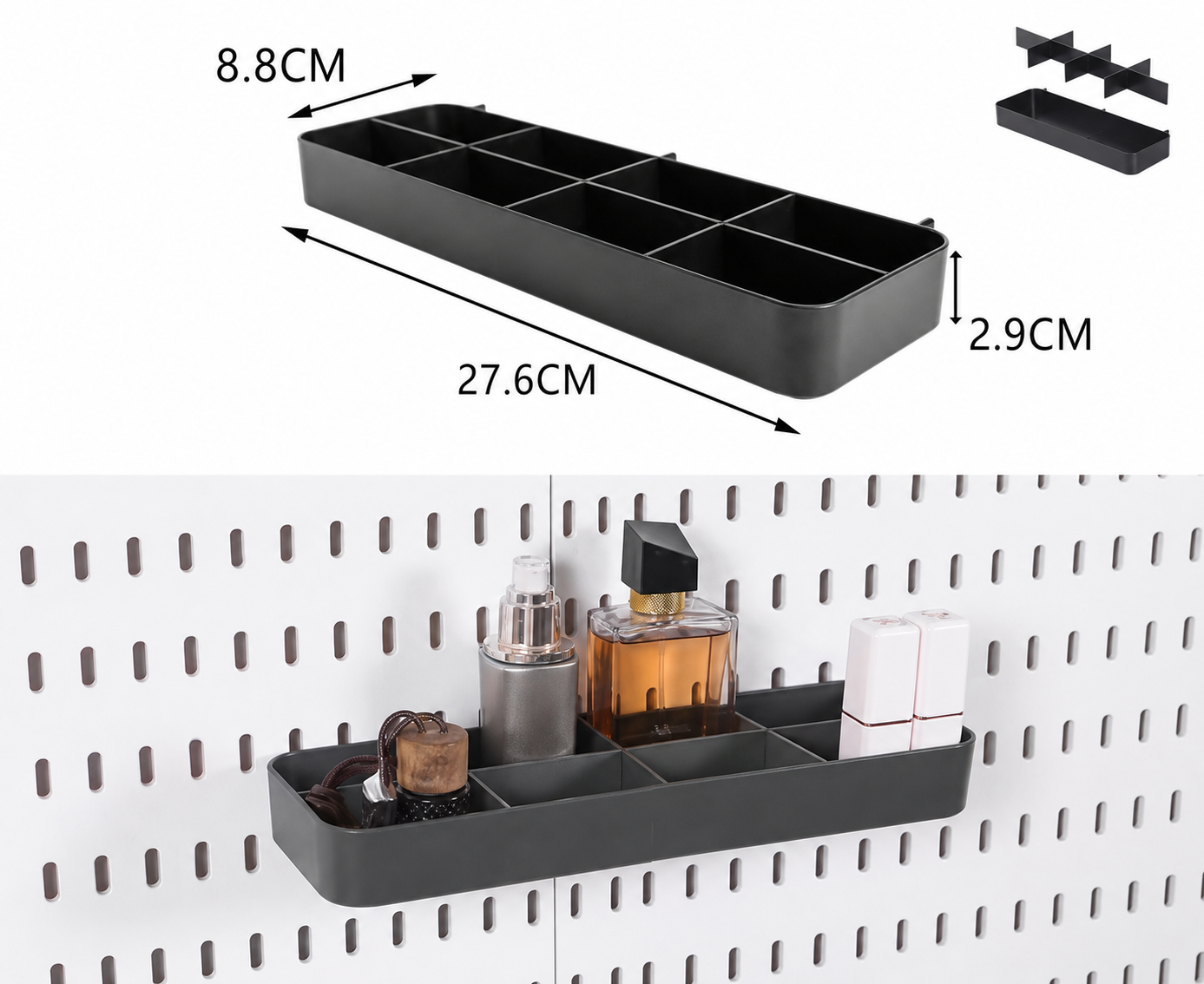 Bandeja con compartimentos para pegboard