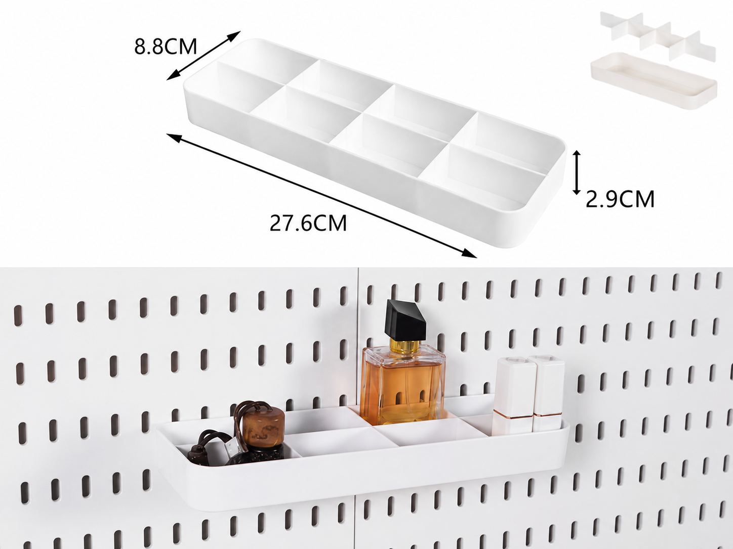 Bandeja con compartimentos para pegboard