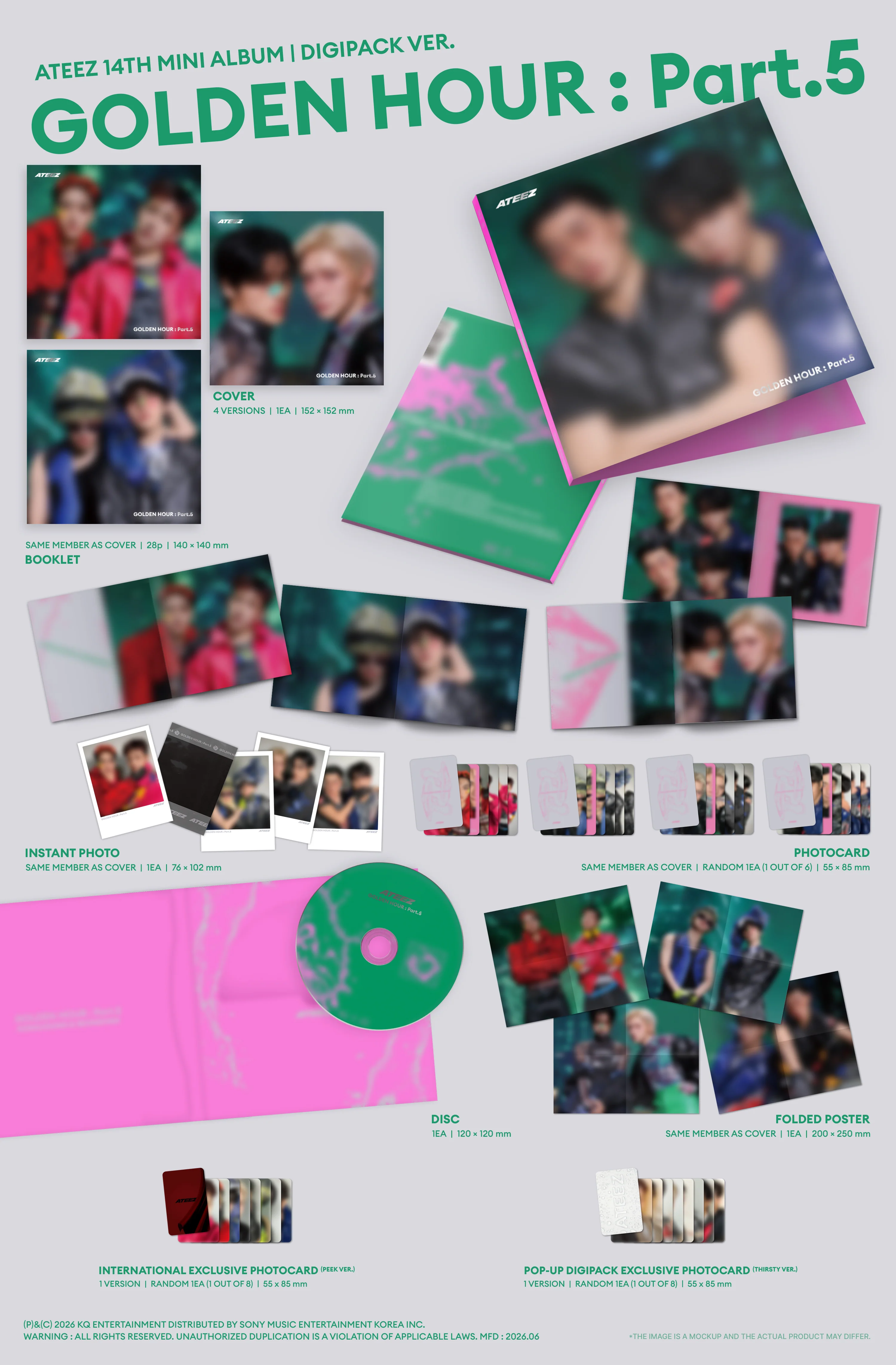 ATEEZ - GOLDEN HOUR : Part.5 [14th Mini Album - Digipack Unit POP-UP Ver.]