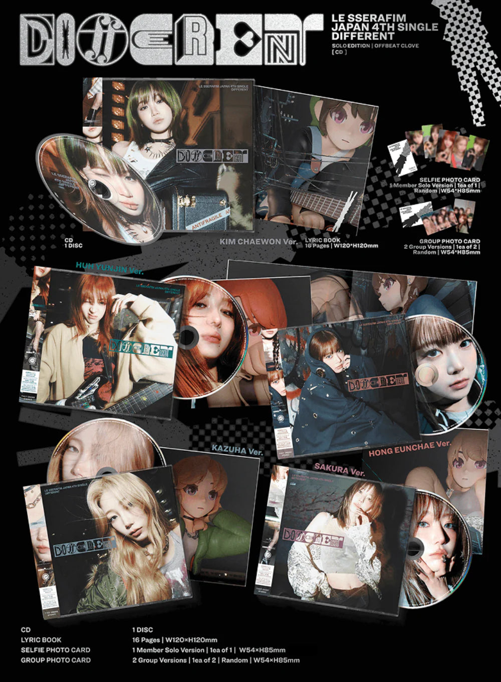 LE SSERAFIM - DIFFERENT [4th JP Single Album - Solo Jacket Edition]
