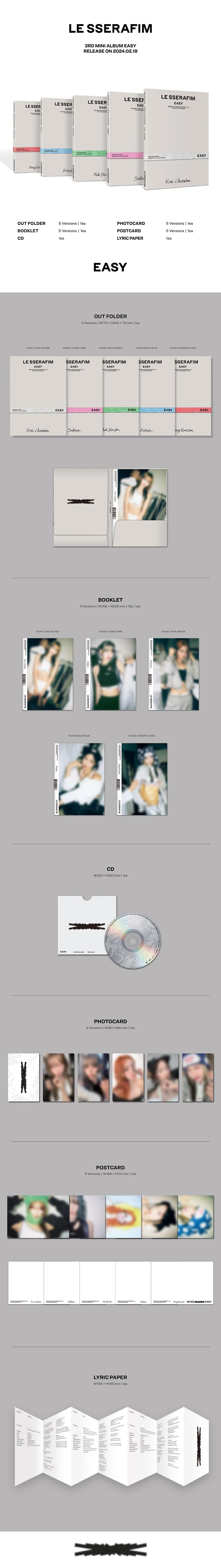 LE SSERAFIM - EASY [3rd Mini Album - COMPACT Ver.](Random ver.)