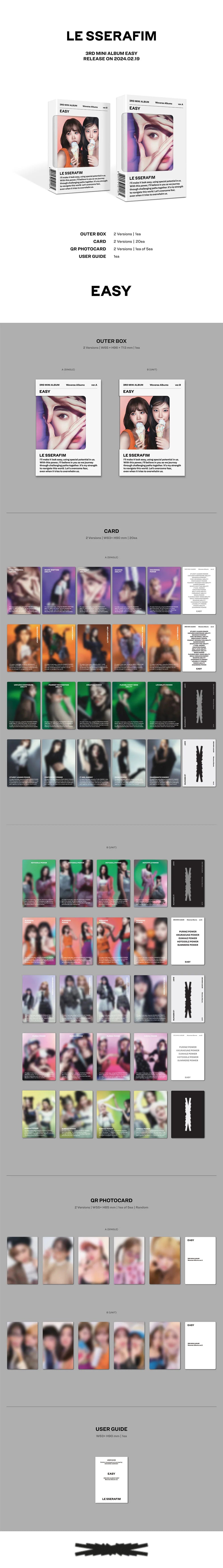 LE SSERAFIM - EASY [3rd Mini Album - Weverse Ver.](Random ver.)