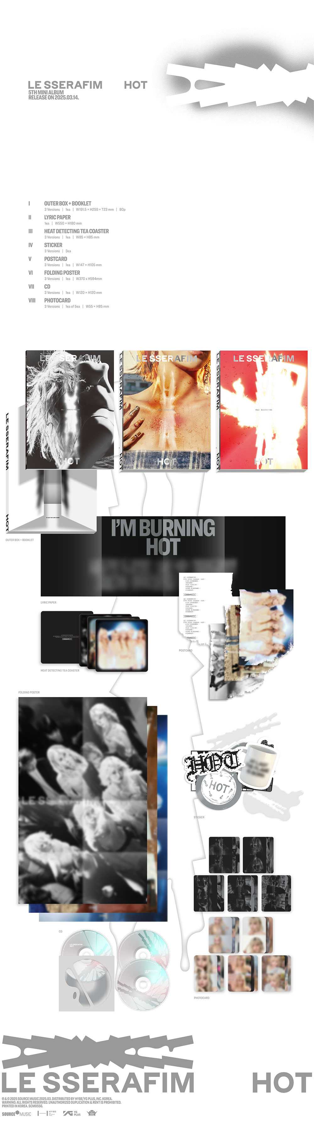 LE SSERAFIM - HOT [5th Mini Album](Random ver.)