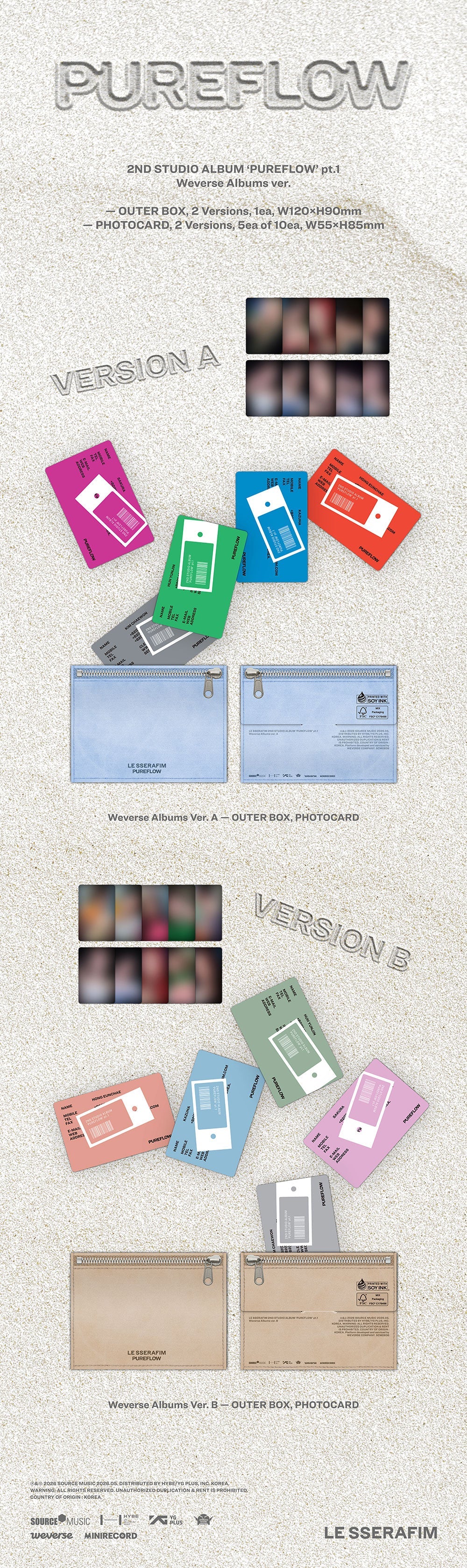 LE SSERAFIM - PUREFLOW pt.1 [2nd Album - Weverse Ver.] (Random Ver )
