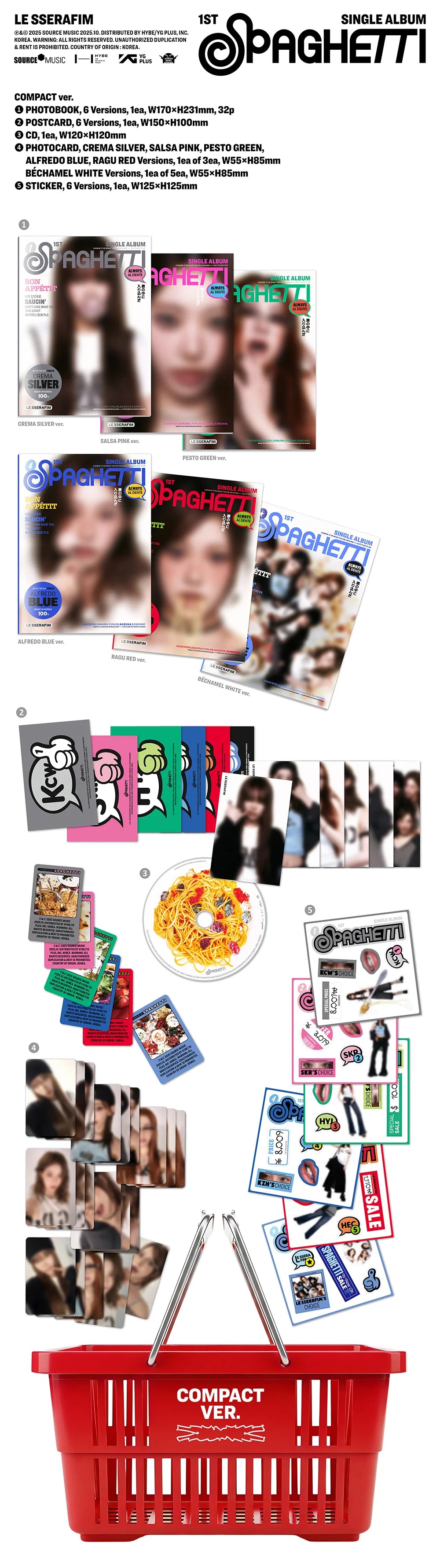 LE SSERAFIM - SPAGHETTI [1st Single Album - COMPACT Ver.](Random ver.)