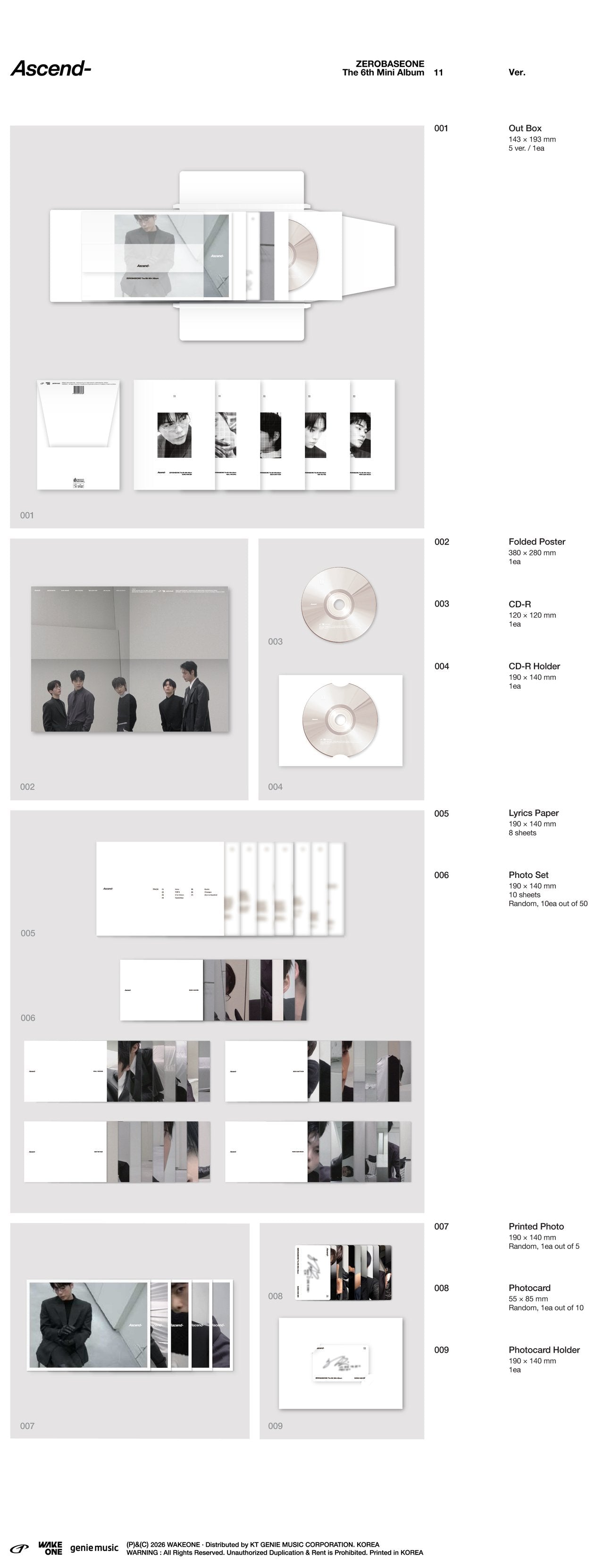ZEROBASEONE - Ascend- [6th Mini Album - 11 Ver.] (Random Ver.)